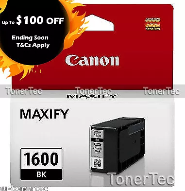 Canon Genuine PGI-1600-BK BLACK Ink->MAXIFY MB2060/MB2160/MB2360/MB2760 400pgs • $37.61